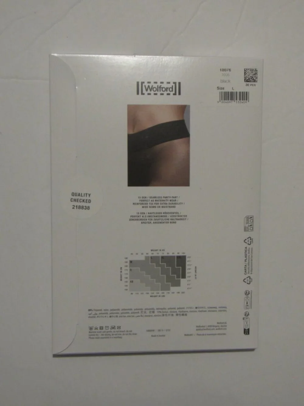 Wolford Fatal 15 Denier Tights For Women Seamless Black Pantyhose Large